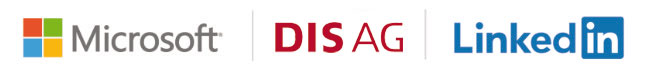 Logos von der DIS AG, Microsoft und LinkedIn